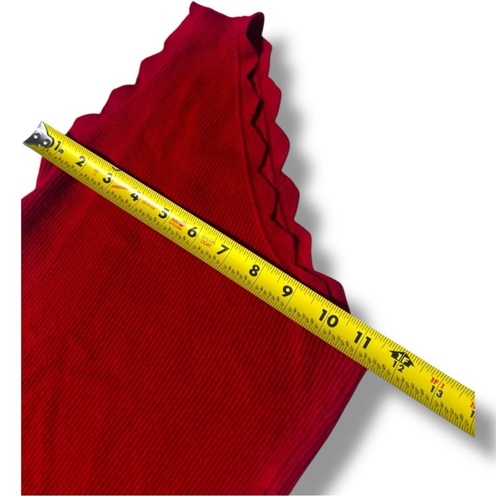 Unbranded Fun Bold Bright Red Scalloped Hem One Shoulder Tank Top - Picture 12 of 14